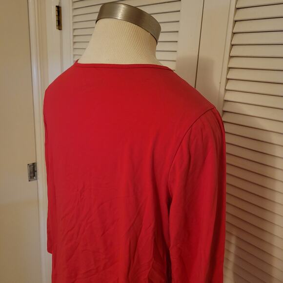 DG2 Red Bandana Floral Print Stretch 3/4 Sleeve Top Size Medium - Picture 3 of 6